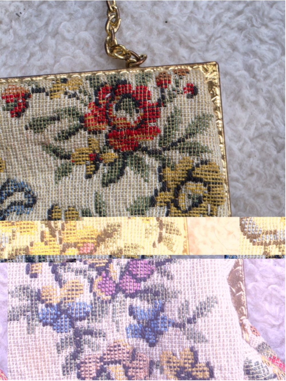 Vintage French Tapestry Purse HA & E Smith Bermuda Evening Bag Courting Scene EX - Picture 4 of 13